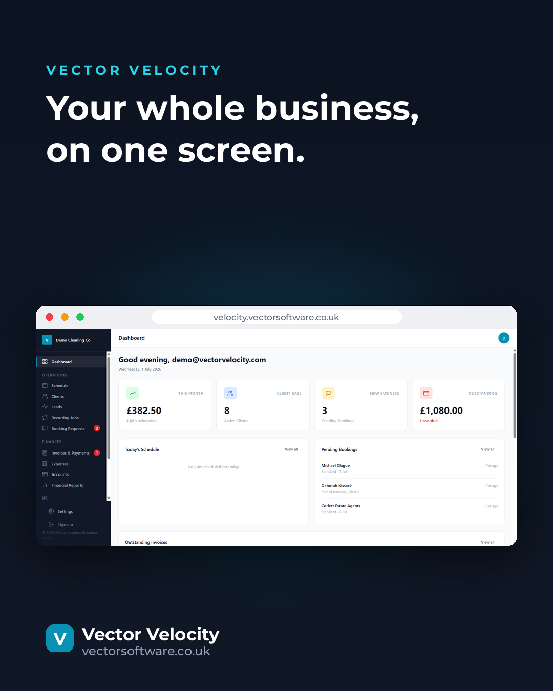 Vector Velocity — dashboard overview