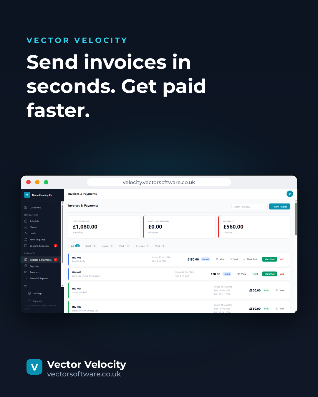Vector Velocity — invoices list